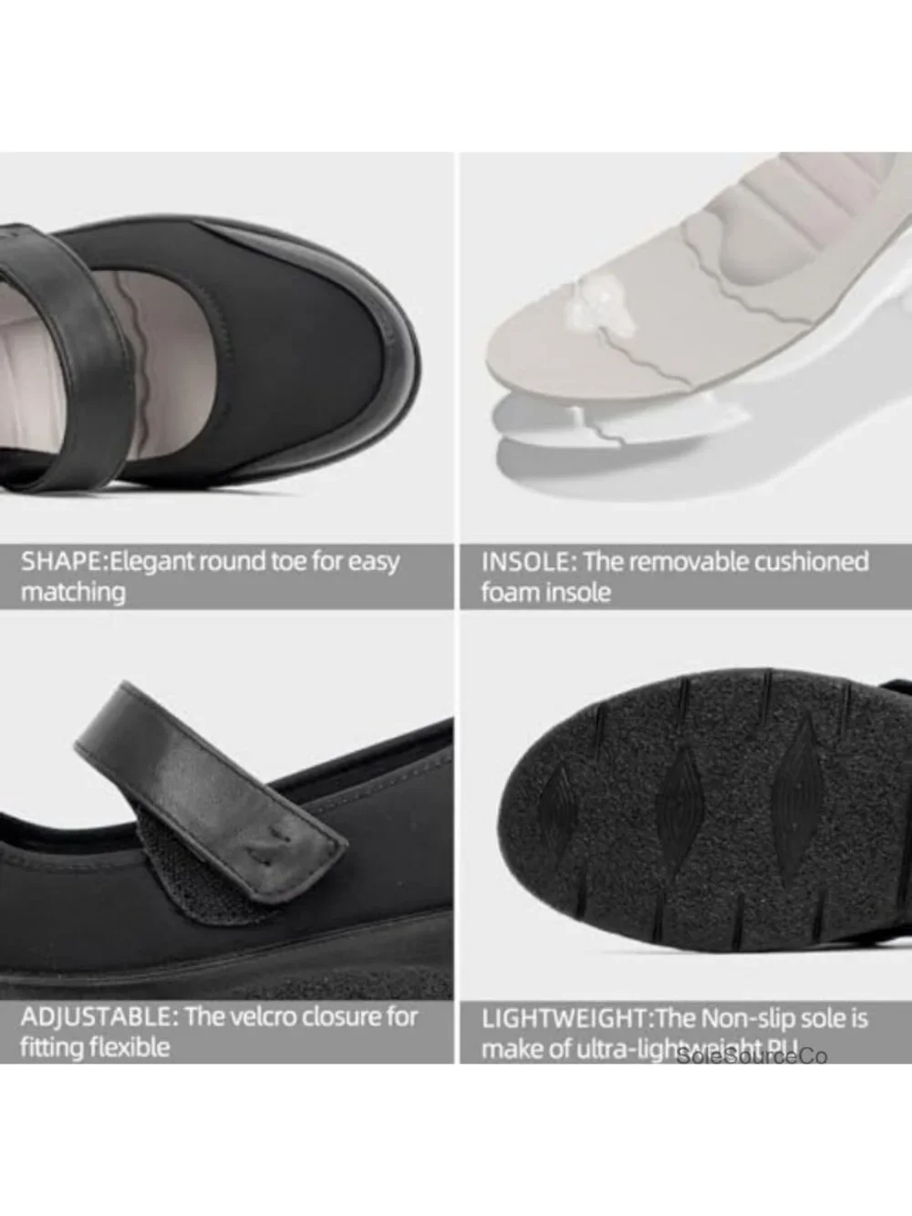 Women Orthopedic Mary Jane Flats Walking Shoes Round Toe Lightweight Slip On